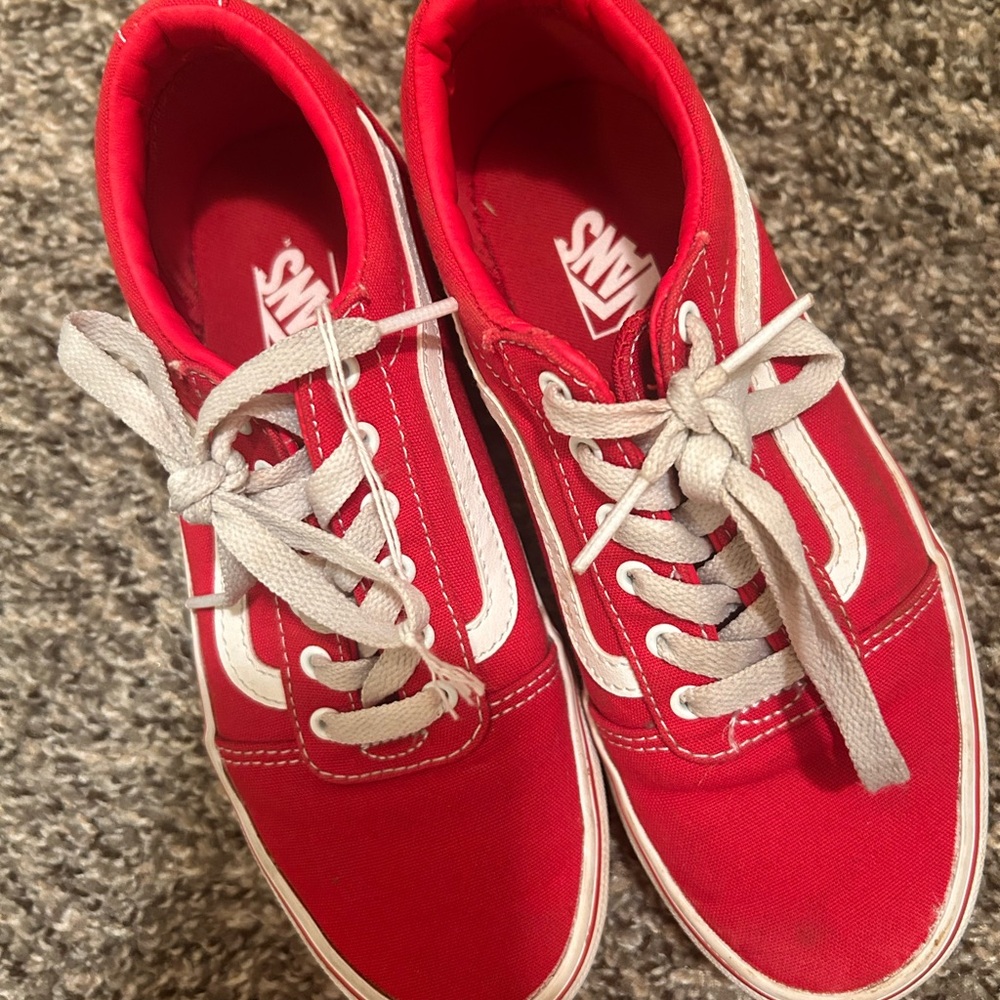 Vans Kids Red and White Sneakers